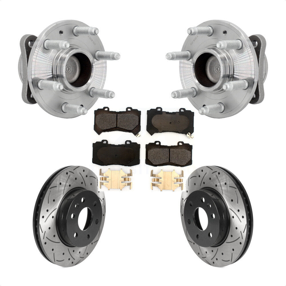 Hub Bearing Drill Slot Brake Rotor Pads Front Kit For Chevrolet Colorado GMC RWD