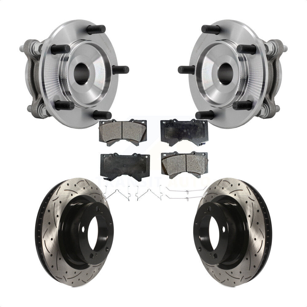 Hub Bearing Drilled Slot Brake Rotor Pad Front Kit For Toyota Tundra Sequoia RWD