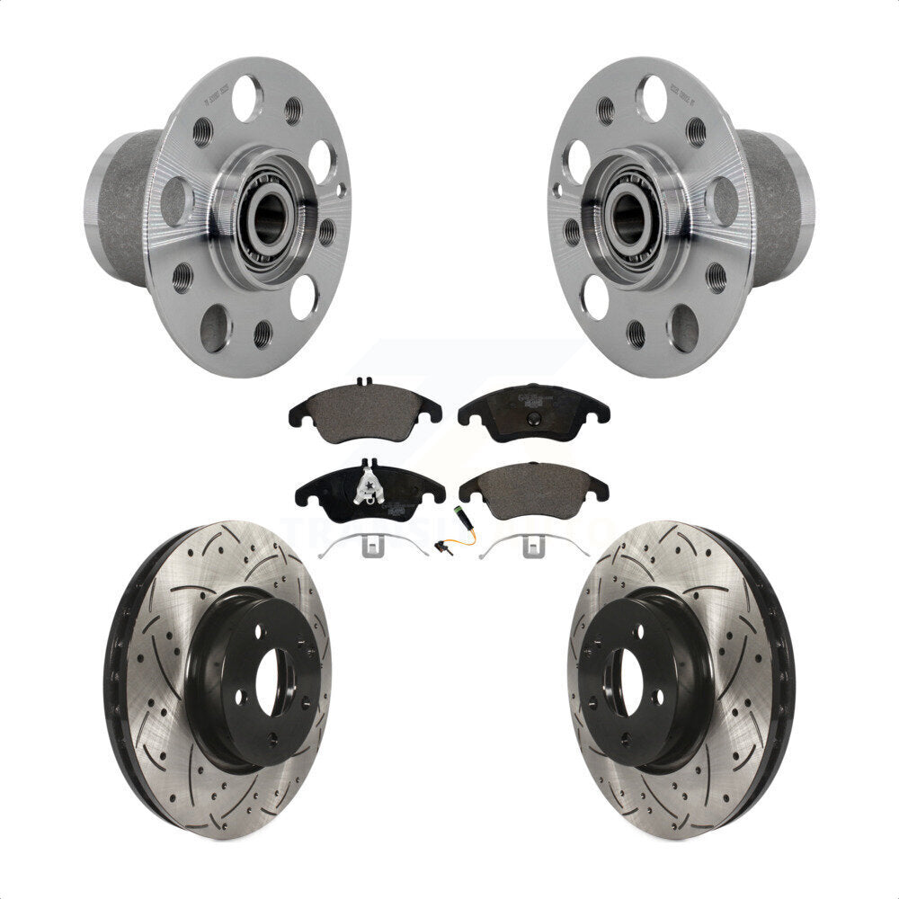 Hub Bearing Drilled Slot Brake Rotor & Pad Front Kit For Mercedes-Benz C300 E350