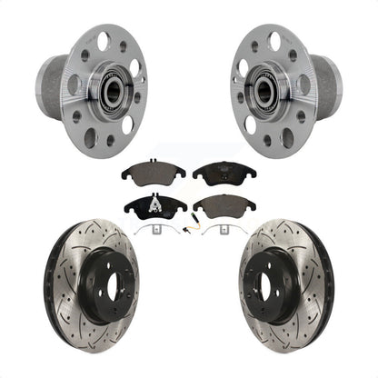 Hub Bearing Drilled Slot Brake Rotor & Pad Front Kit For Mercedes-Benz C300 E350