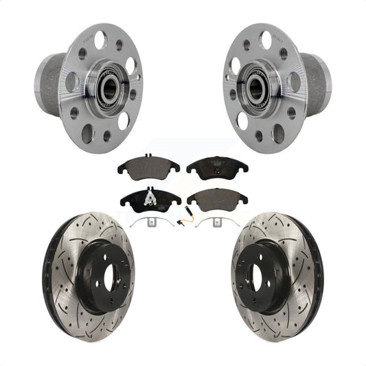 Hub Bearing Drilled Slot Brake Rotor & Pad Front Kit For Mercedes-Benz C300 E350