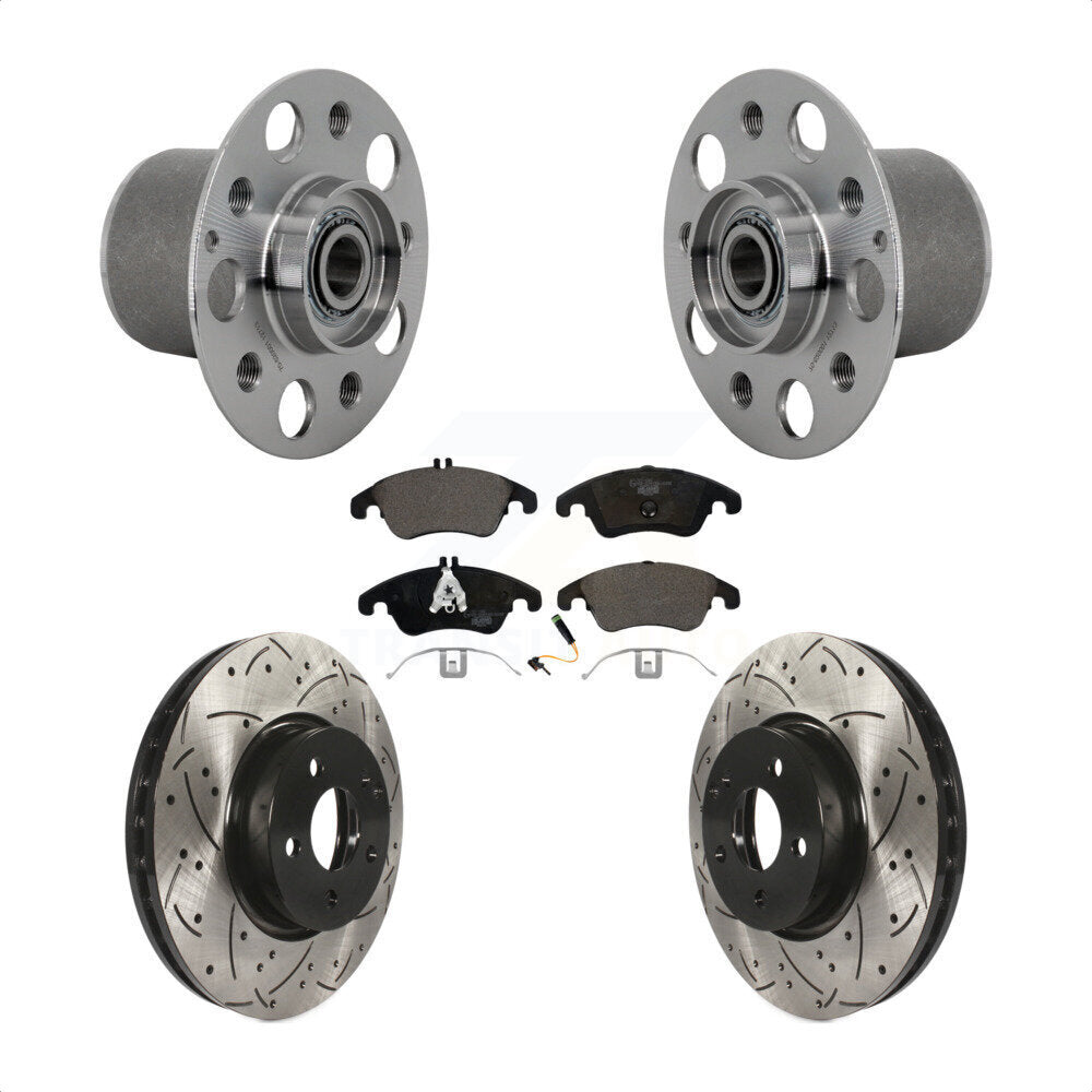 Hub Bearing Drilled Slot Brake Rotor & Pad Front Kit For Mercedes-Benz E350 E400