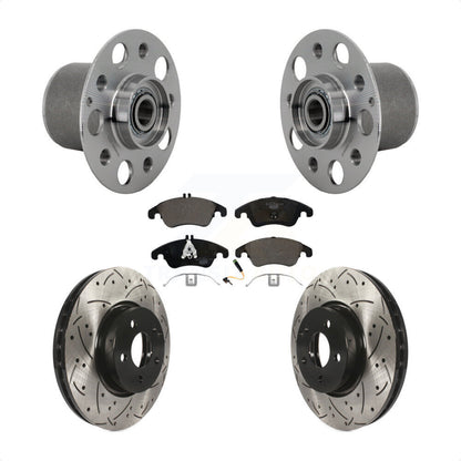 Hub Bearing Drilled Slot Brake Rotor & Pad Front Kit For Mercedes-Benz E350 E400