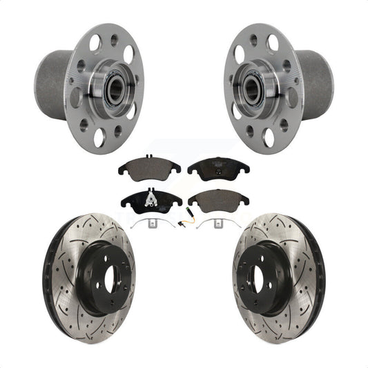 Hub Bearing Drilled Slot Brake Rotor & Pad Front Kit For Mercedes-Benz E350 E400