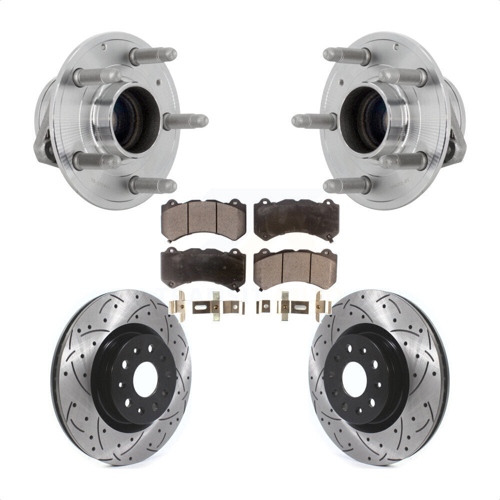 Hub Bearing Assembly Coat Drill Slot Brake Rotor Pads Front Kit For Cadillac CTS