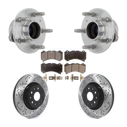 Hub Bearing Assembly Coat Drill Slot Brake Rotor Pads Front Kit For Cadillac CTS