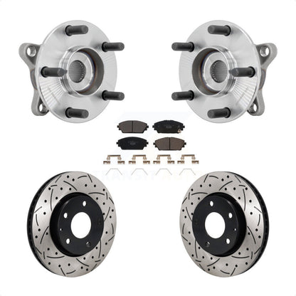 Hub Bearing Coat Drill Slot Brake Rotor Pads Front Kit For 2021-2022 Mazda 3 FWD