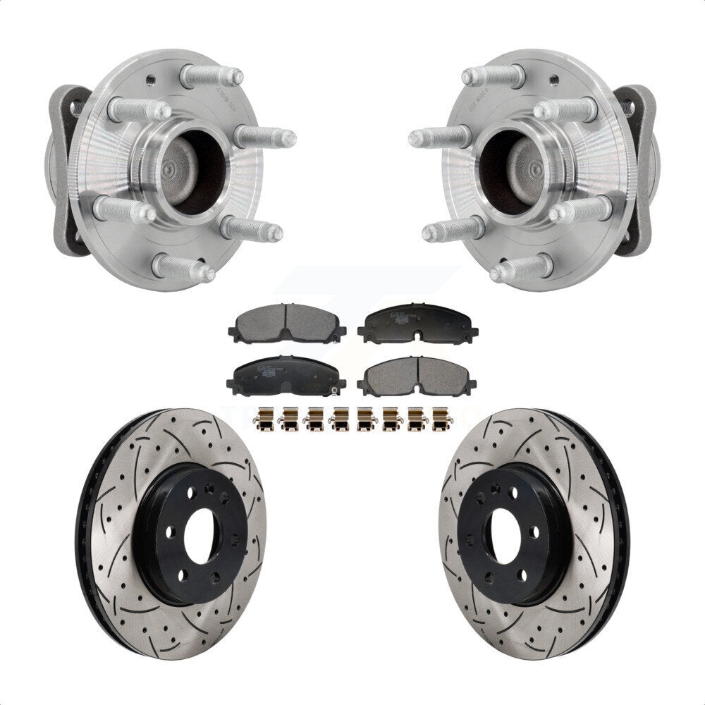 Hub Bearing Drill Slot Brake Rotor Pads Front Kit For Chevrolet Colorado GMC RWD