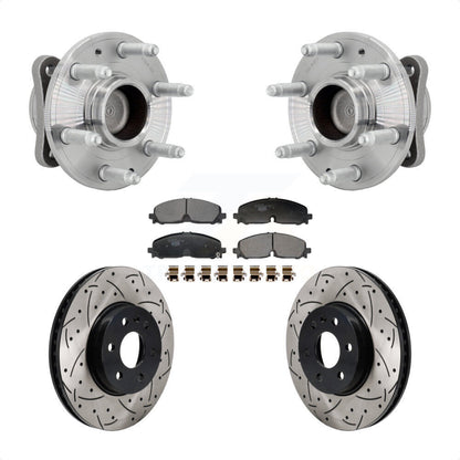 Hub Bearing Drill Slot Brake Rotor Pads Front Kit For Chevrolet Colorado GMC RWD