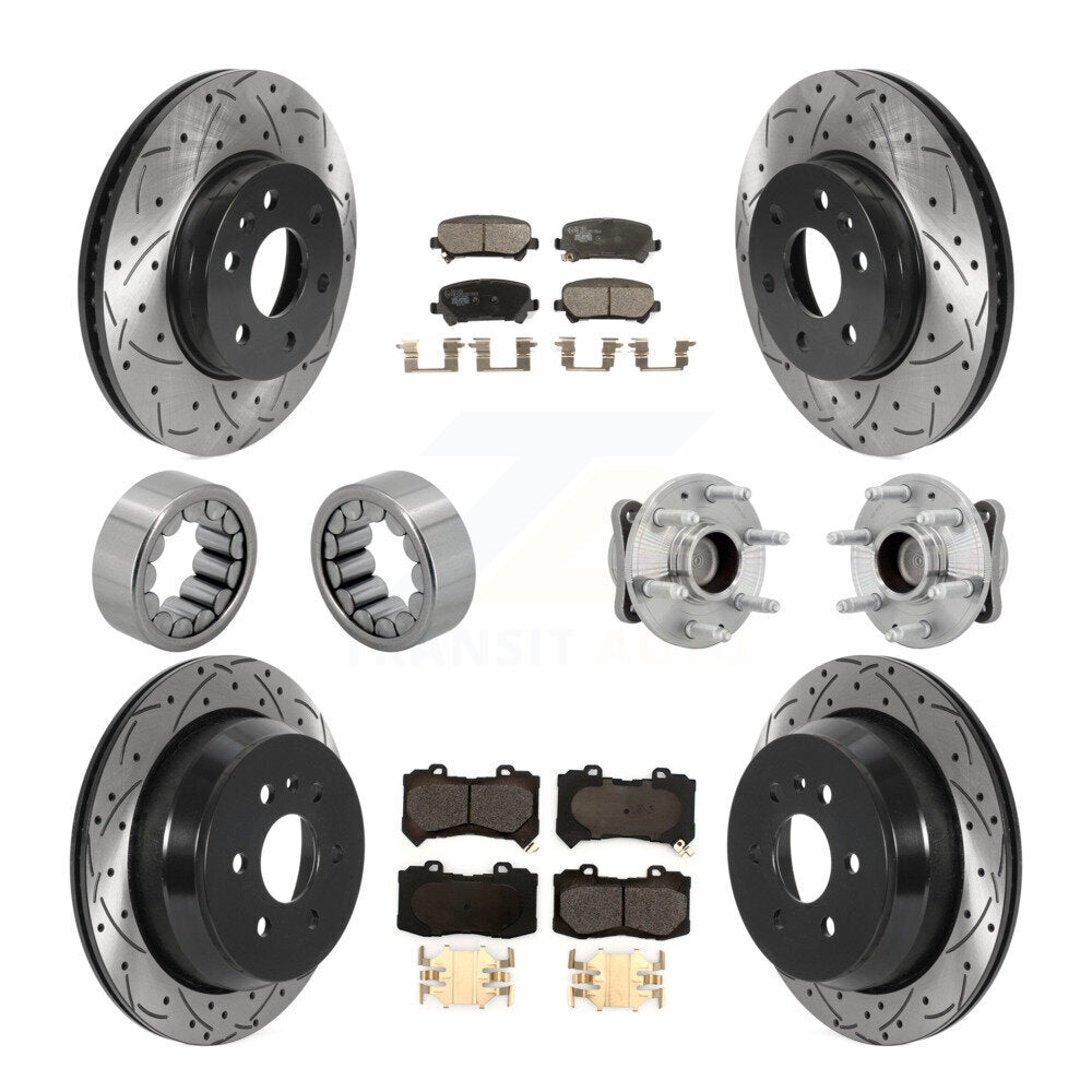 Hub Bearing Coated Brake Rotor Pads Shoe Front Rear Kit (10Pc) For Chevrolet GMC