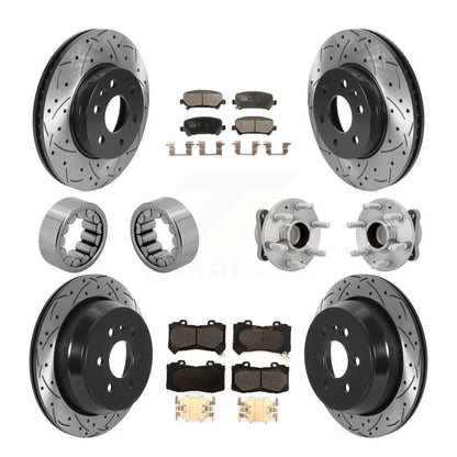 Hub Bearing Coated Brake Rotor Pads Shoe Front Rear Kit (10Pc) For Chevrolet GMC