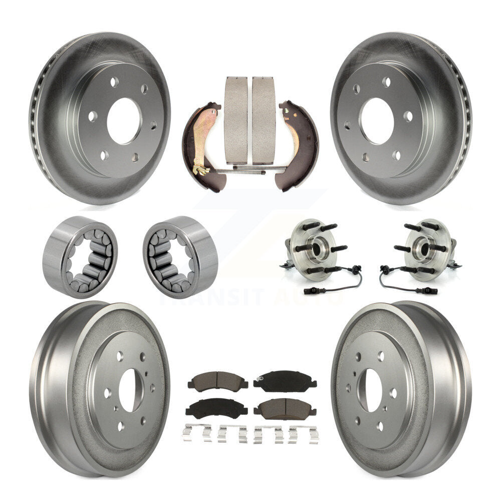 Hub Bearing Coat Brake Rotor Pads Shoe Front Rear Kit (10Pc) For GMC Sierra 1500