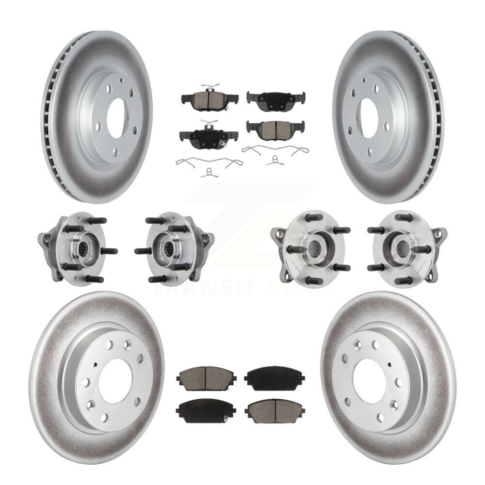 Hub Bearing Coat Brake Rotor Pad Front Rear Kit (10Pc) For 2021-2022 Mazda 3 AWD