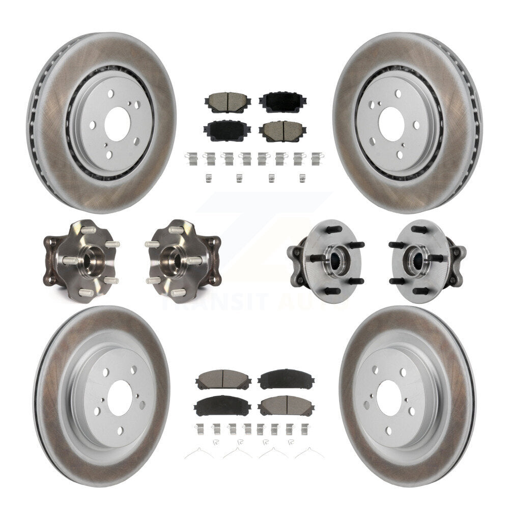 Hub Bearing Coated Brake Rotor & Pad Front Rear Kit (10Pc) For Toyota Sienna AWD
