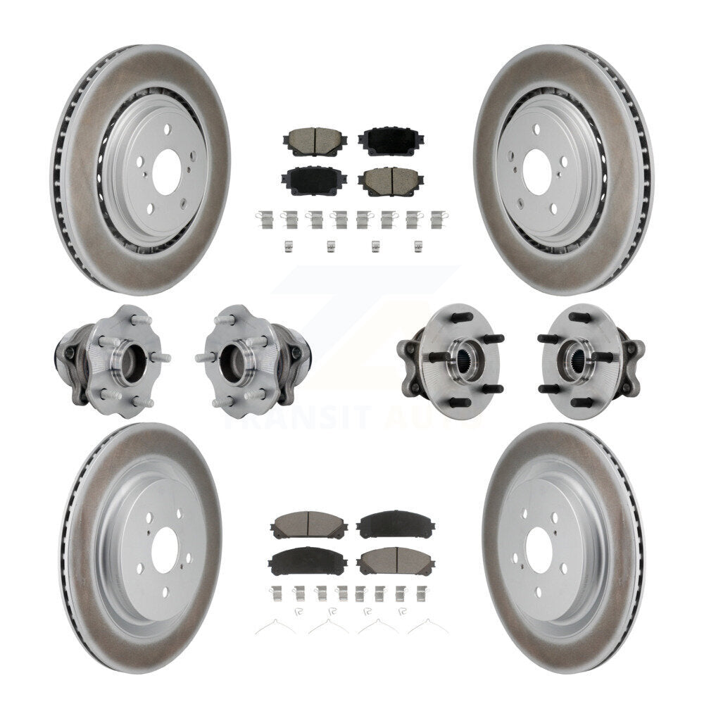 Hub Bearing Coat Brake Rotor Pad Front Rear Kit (10Pc) For Toyota Highlander FWD