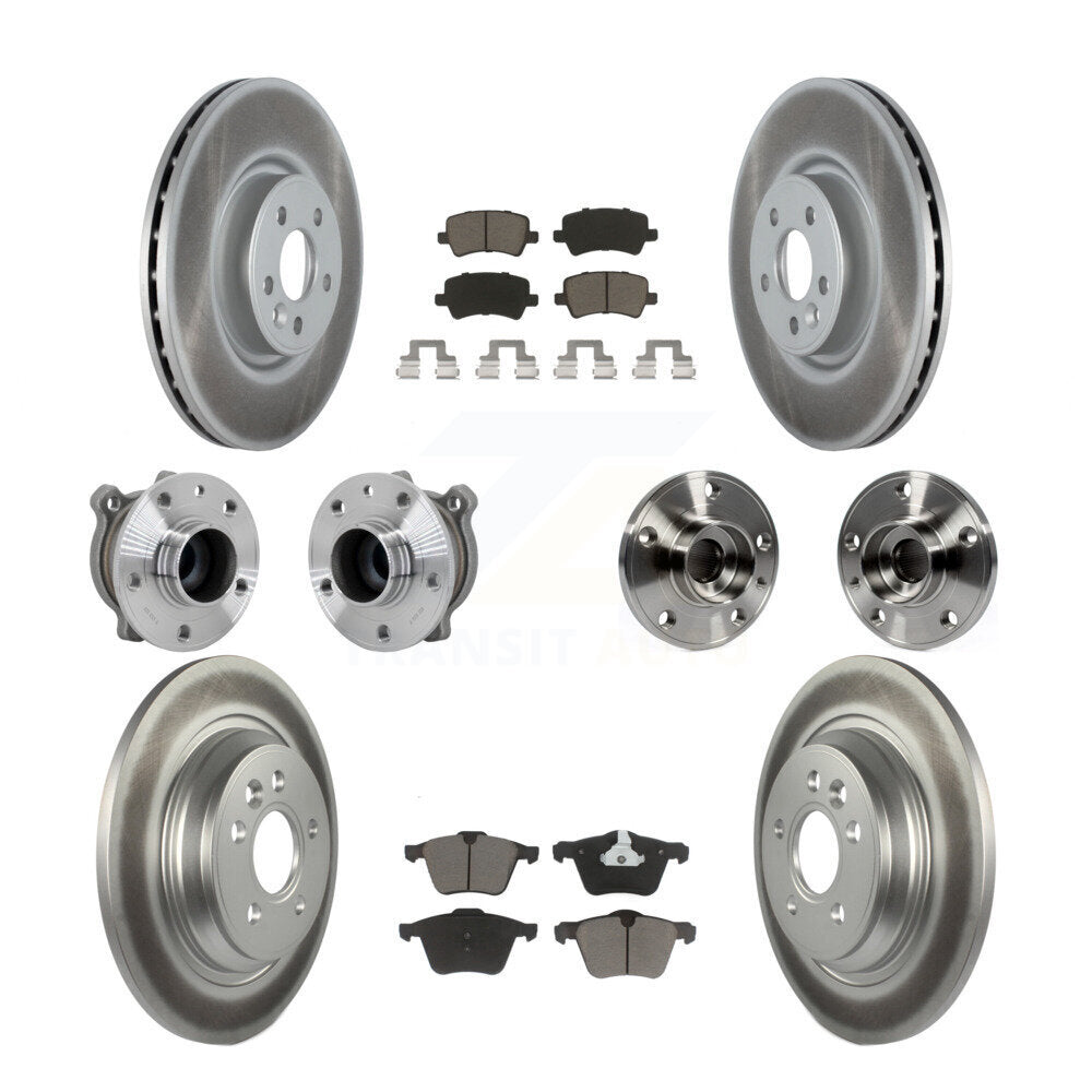 Hub Bearing Coated Disc Brake Rotor Pads Front Rear Kit (10Pc) For Volvo S60 V70