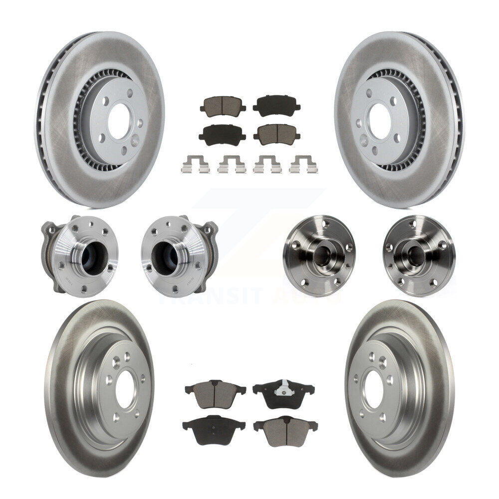 Hub Bearing Coated Disc Brake Rotor Pads Front Rear Kit (10Pc) For Volvo S60 V70