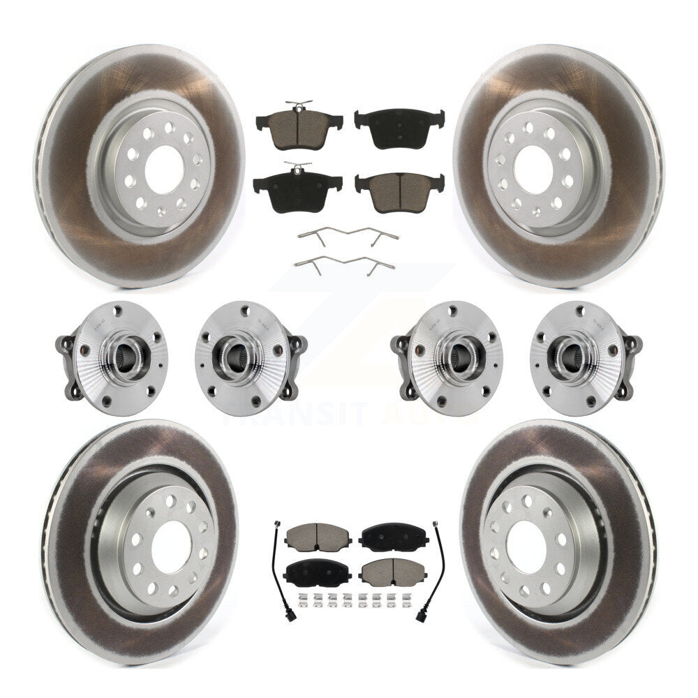 Hub Bearing Coat Brake Rotor Pads Front Rear Kit (10Pc) For Volkswagen Atlas AWD