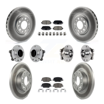 Hub Bearing Coated Brake Rotor & Pads Front Rear Kit (10Pc) For Jeep Compass FWD