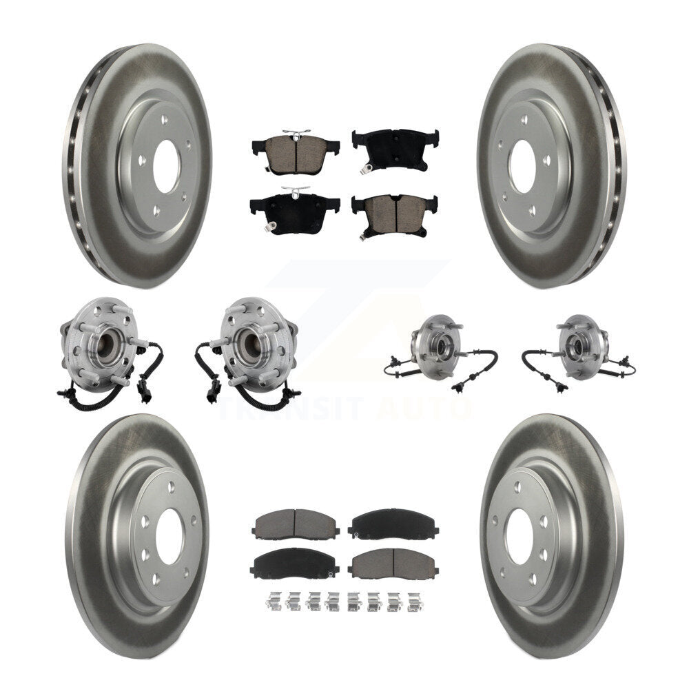 Hub Bearing Coated Brake Rotor & Pad Front Rear Kit (10Pc) For Chrysler Pacifica