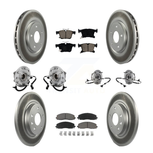 Hub Bearing Coated Brake Rotor & Pad Front Rear Kit (10Pc) For Chrysler Pacifica