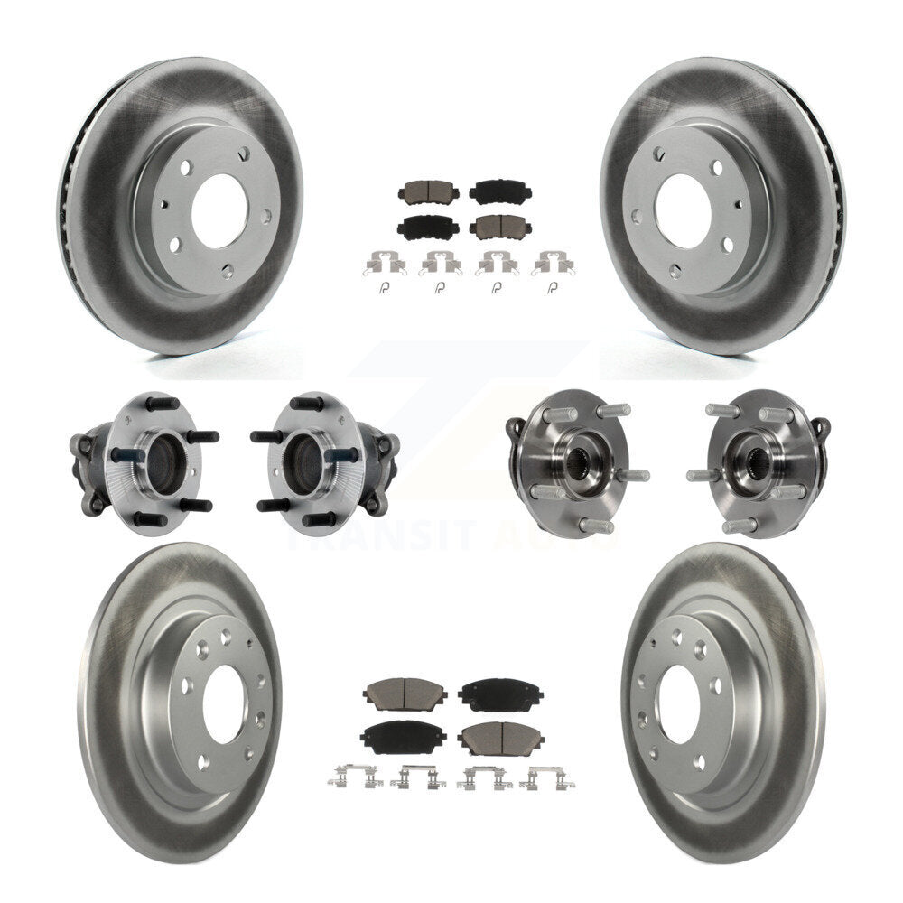 Hub Bearing Coat Brake Rotor Pads Front Rear Kit (10Pc) For 16-18 Mazda CX-3 FWD