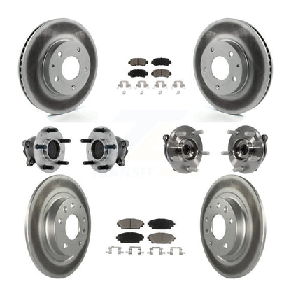 Hub Bearing Coat Brake Rotor Pads Front Rear Kit (10Pc) For 16-18 Mazda CX-3 FWD