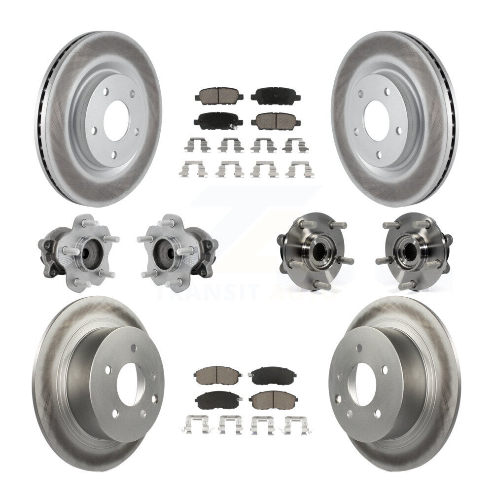 Hub Bearing Coated Disc Brake Rotor & Pads Front Rear Kit (10Pc) For Nissan Juke