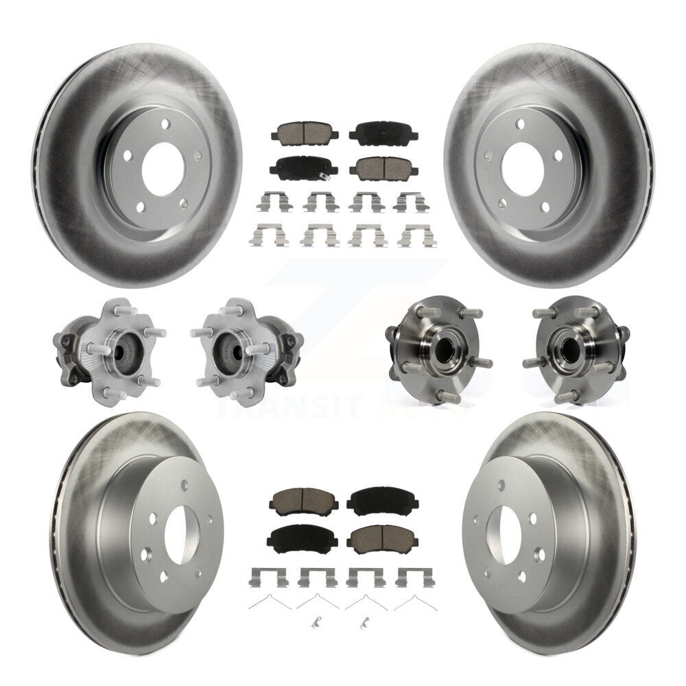 Hub Bearing Coated Disc Brake Rotor & Pads Front Rear Kit (10Pc) For Nissan Juke