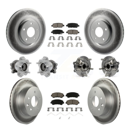 Hub Bearing Coated Disc Brake Rotor & Pads Front Rear Kit (10Pc) For Nissan Juke