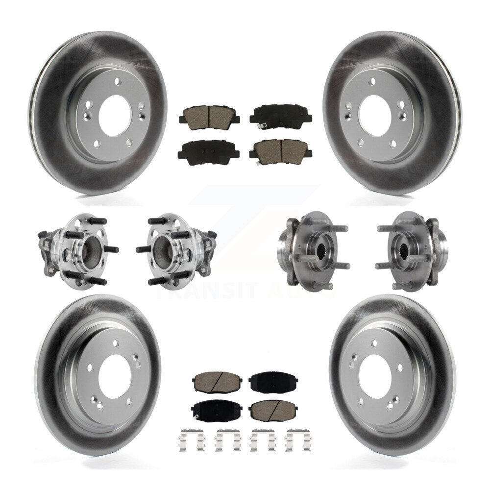 Hub Bearing Coated Brake Rotor Pads Front Rear Kit (10Pc) For Hyundai Elantra GT