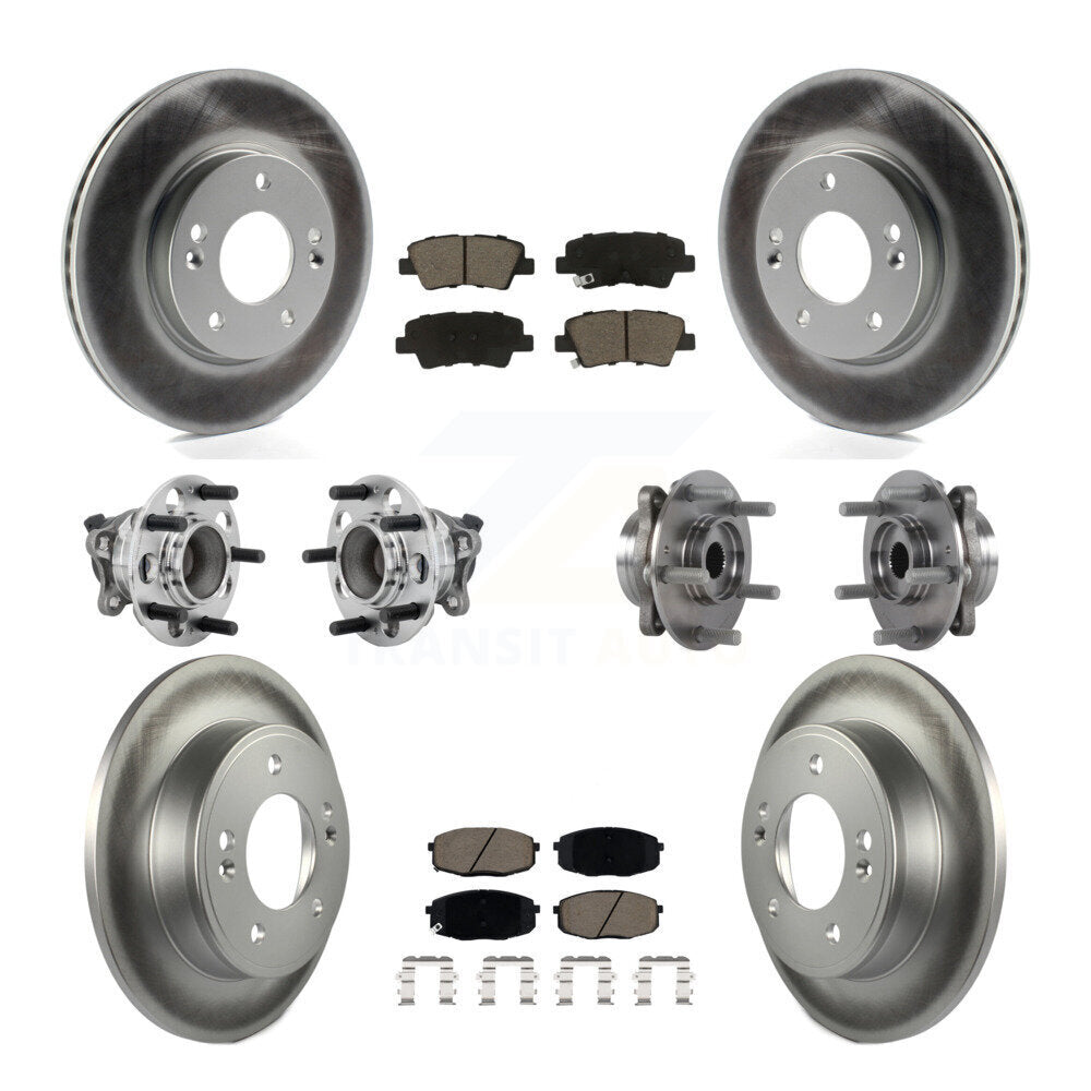 Hub Bearing Coat Brake Rotor Pads Front Rear Kit (10Pc) For Kia Forte Hyundai GT