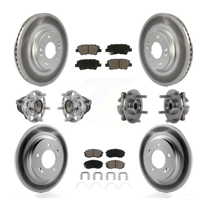 Hub Bearing Coated Brake Rotor Pads Front Rear Kit (10Pc) For Hyundai Elantra GT