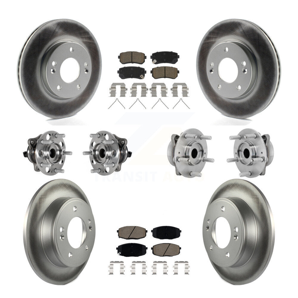 Hub Bearing Coated Disc Brake Rotor & Pad Front Rear Kit (10Pc) For Hyundai Kona
