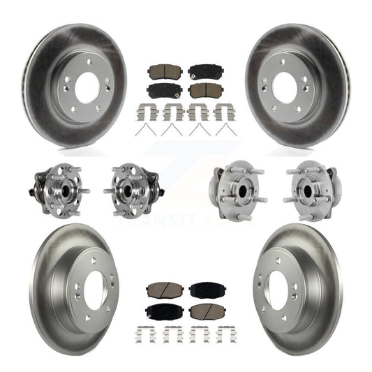 Hub Bearing Coated Disc Brake Rotor & Pad Front Rear Kit (10Pc) For Hyundai Kona