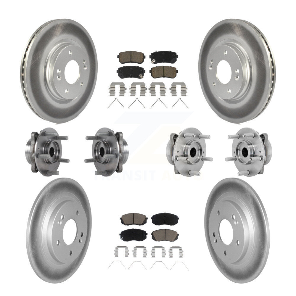 Hub Bearing Coated Brake Rotor & Pads Front Rear Kit (10Pc) For Hyundai Kona Kia