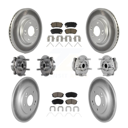 Hub Bearing Coated Brake Rotor & Pads Front Rear Kit (10Pc) For Hyundai Kona Kia