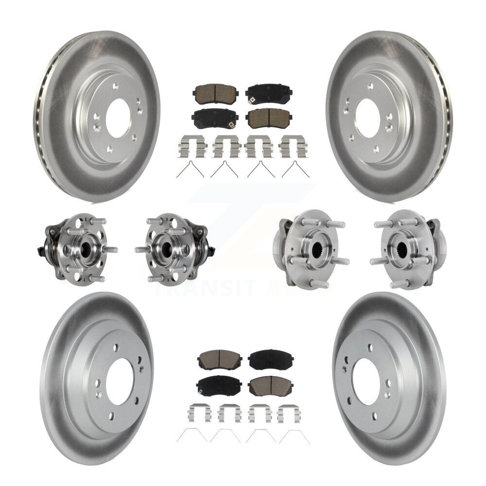 Hub Bearing Coated Disc Brake Rotor & Pad Front Rear Kit (10Pc) For Hyundai Kona