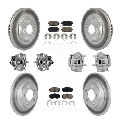 Hub Bearing Coated Disc Brake Rotor & Pad Front Rear Kit (10Pc) For Hyundai Kona