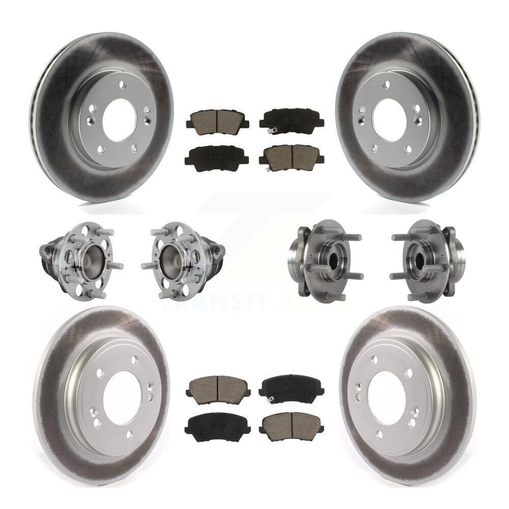 Hub Bearing Coated Brake Rotor & Pads Front Rear Kit (10Pc) For Hyundai Veloster