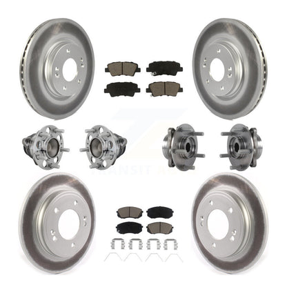 Hub Bearing Coated Brake Rotor & Pad Front Rear Kit (10Pc) For Kia Forte Hyundai