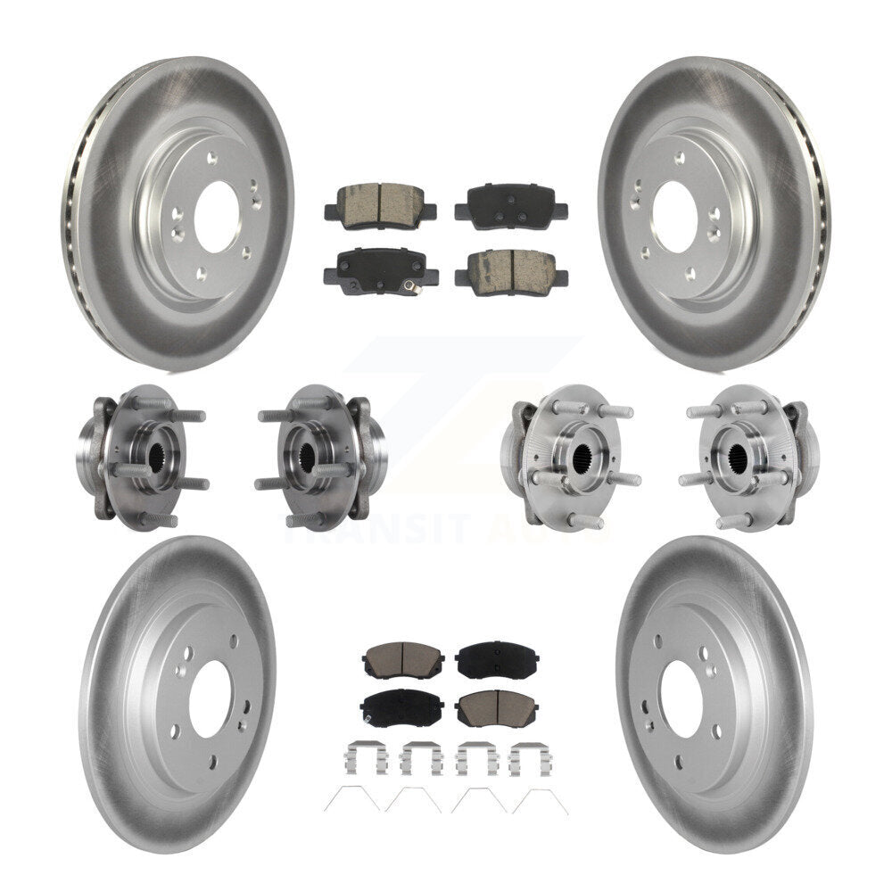 Hub Bearing Coated Disc Brake Rotor And Pad Front Rear Kit (10Pc) For Kia Seltos