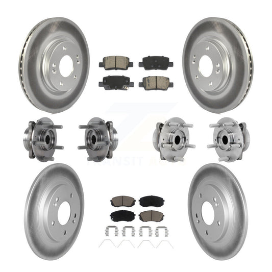 Hub Bearing Coated Disc Brake Rotor And Pad Front Rear Kit (10Pc) For Kia Seltos