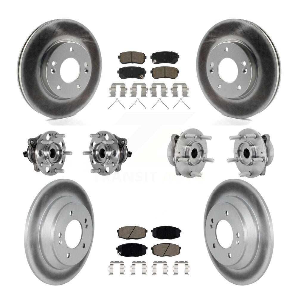 Hub Bearing Coated Disc Brake Rotor & Pad Front Rear Kit (10Pc) For Hyundai Kona