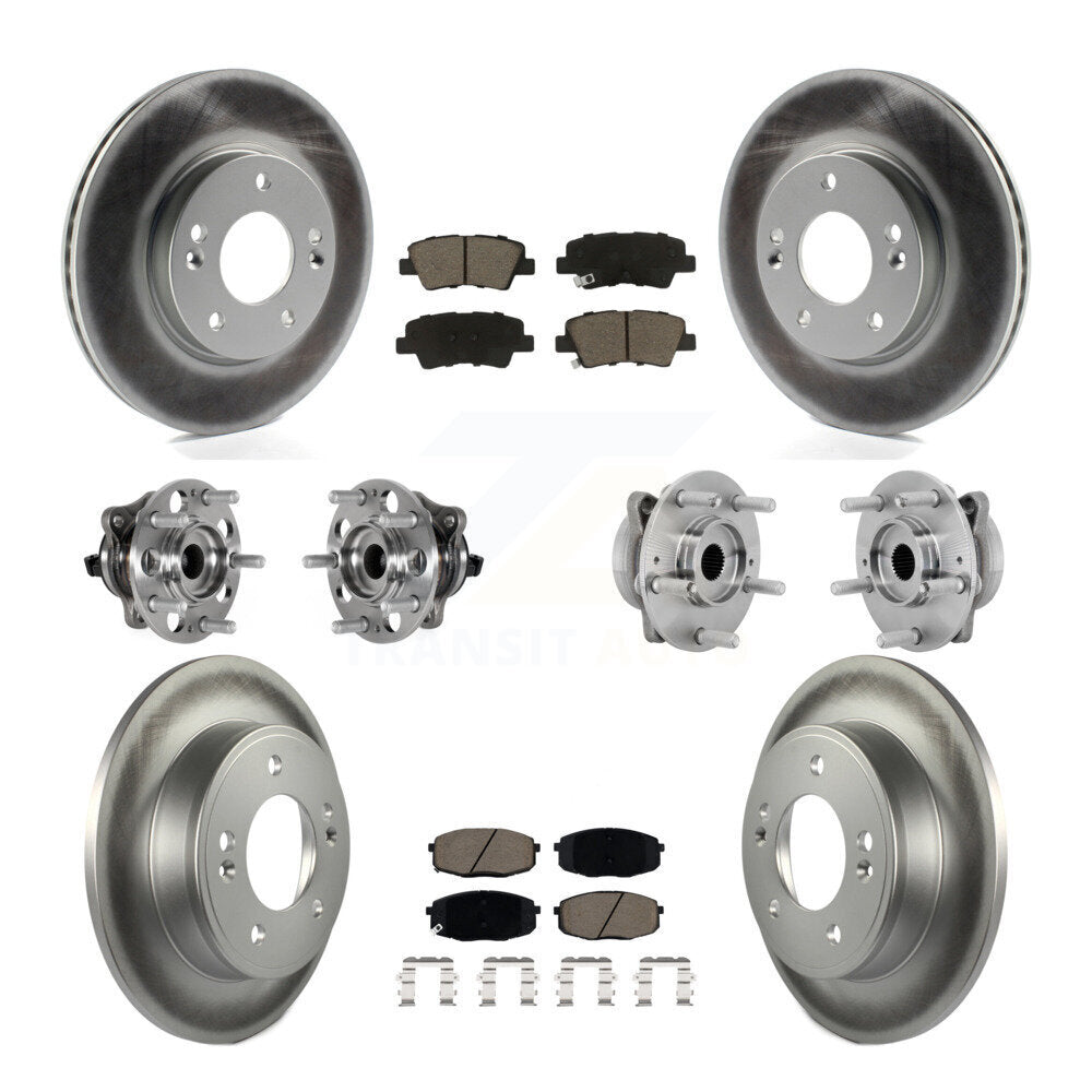 Hub Bearing Coated Disc Brake Rotor & Pad Front Rear Kit (10Pc) For Hyundai Kona