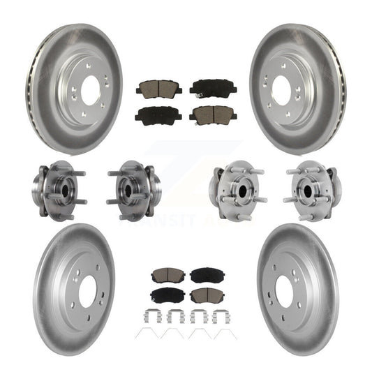 Hub Bearing Coat Brake Rotor Pad Front Rear Kit (10Pc) For 2022 Hyundai Kona AWD