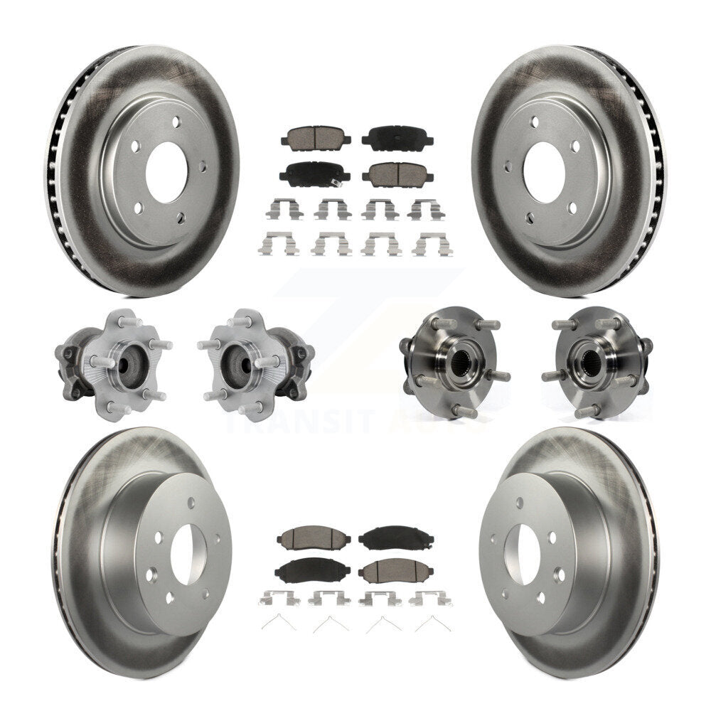 Hub Bearing Coat Brake Rotor Pad Front Rear Kit (10Pc) For 2011-2012 Nissan LEAF