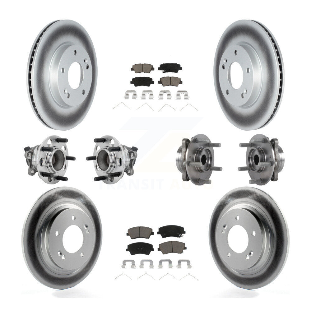 Hub Bearing Coated Disc Brake Rotor Pads Front Rear Kit (10Pc) For Hyundai Ioniq
