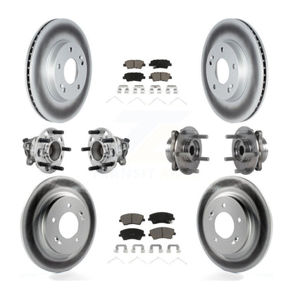 Hub Bearing Coated Disc Brake Rotor Pads Front Rear Kit (10Pc) For Hyundai Ioniq