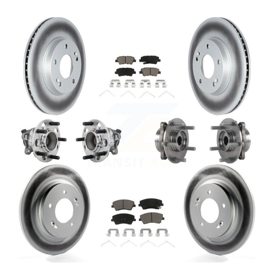Hub Bearing Coated Disc Brake Rotor Pads Front Rear Kit (10Pc) For Hyundai Ioniq